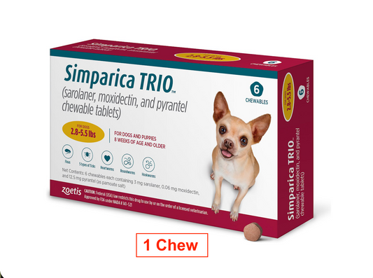 1 CHEW Simparica Trio 2.8-5.5lbs (1 CHEW)