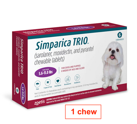 1 CHEW Simparica Trio 5.6-11.0lbs (1 CHEW)