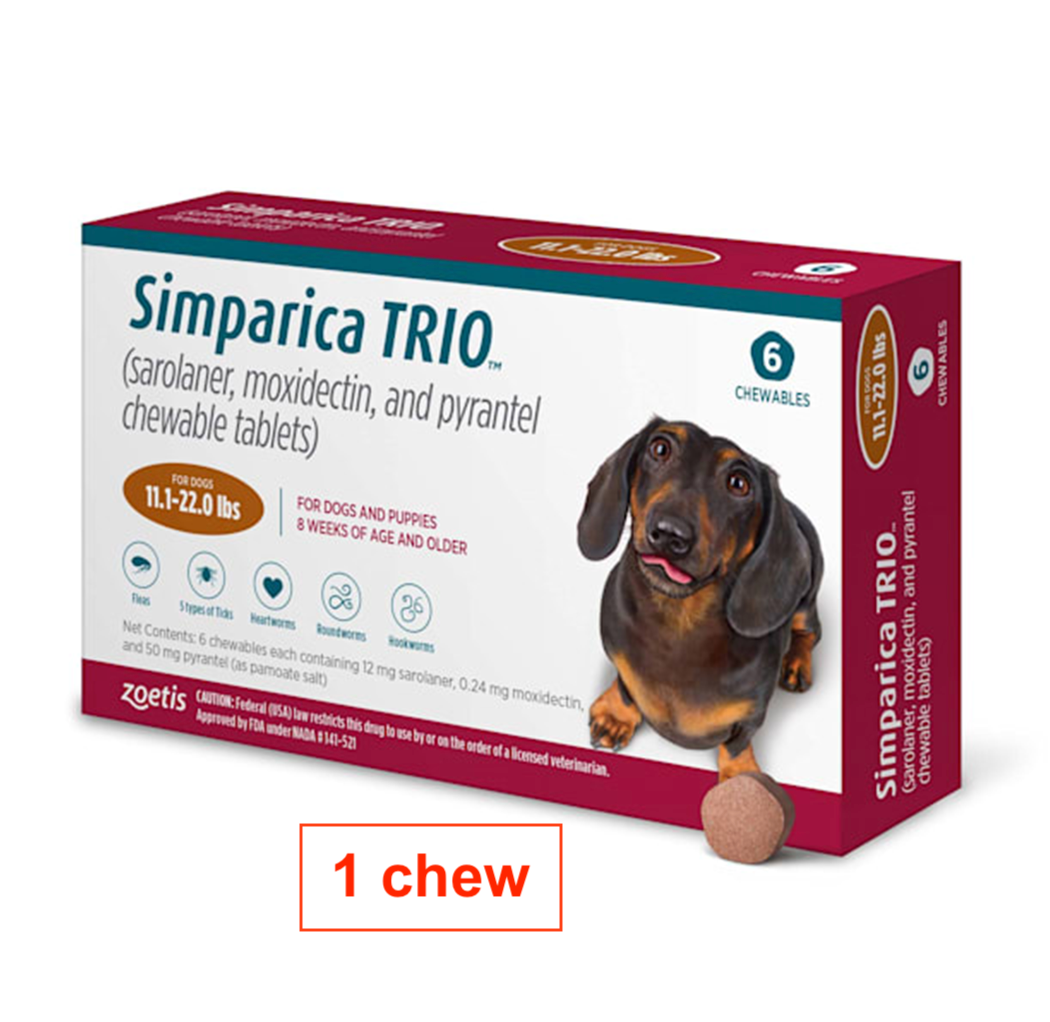 1 CHEW Simparica Trio 11.0-22.0lbs (1 Chew)