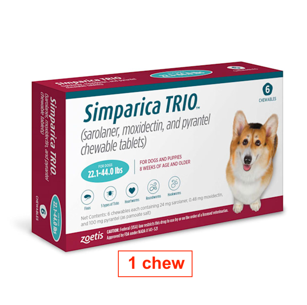 1 CHEW Simparica Trio 22.1-44.0lbs (1 chew)