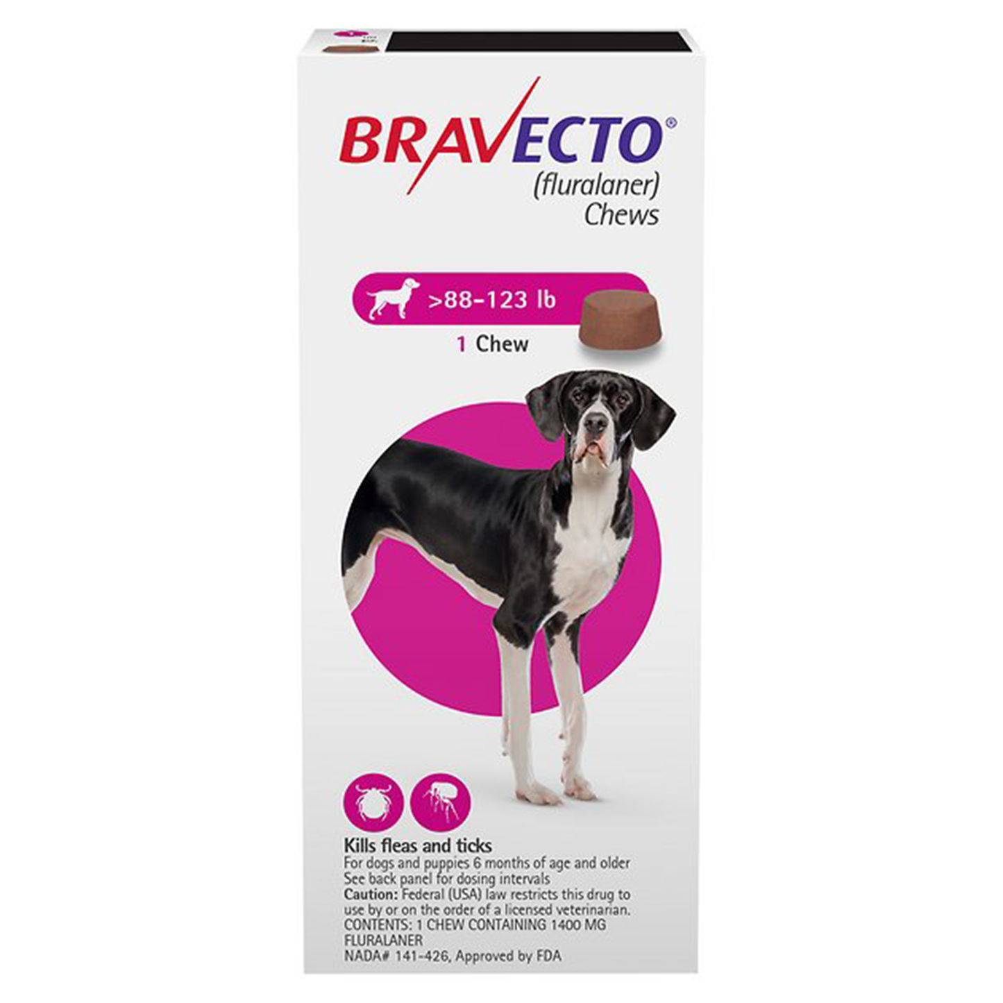 Bravecto Chews - 88.0-123.0lbs (1pk)
