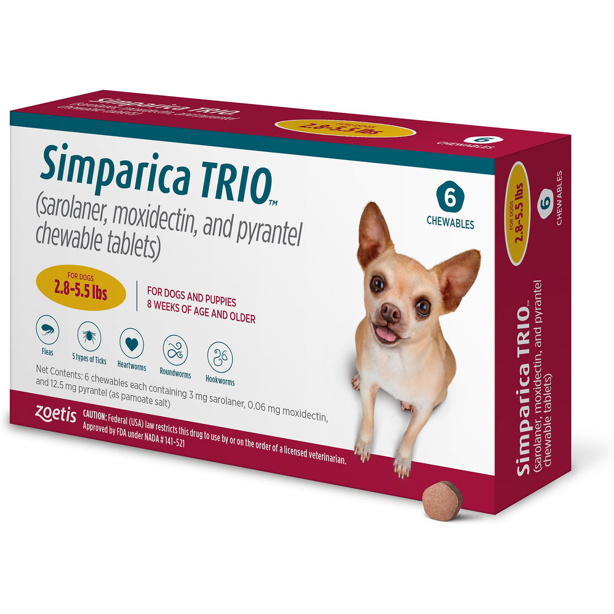 Simparica Trio 2.8-5.5lbs (6pk)