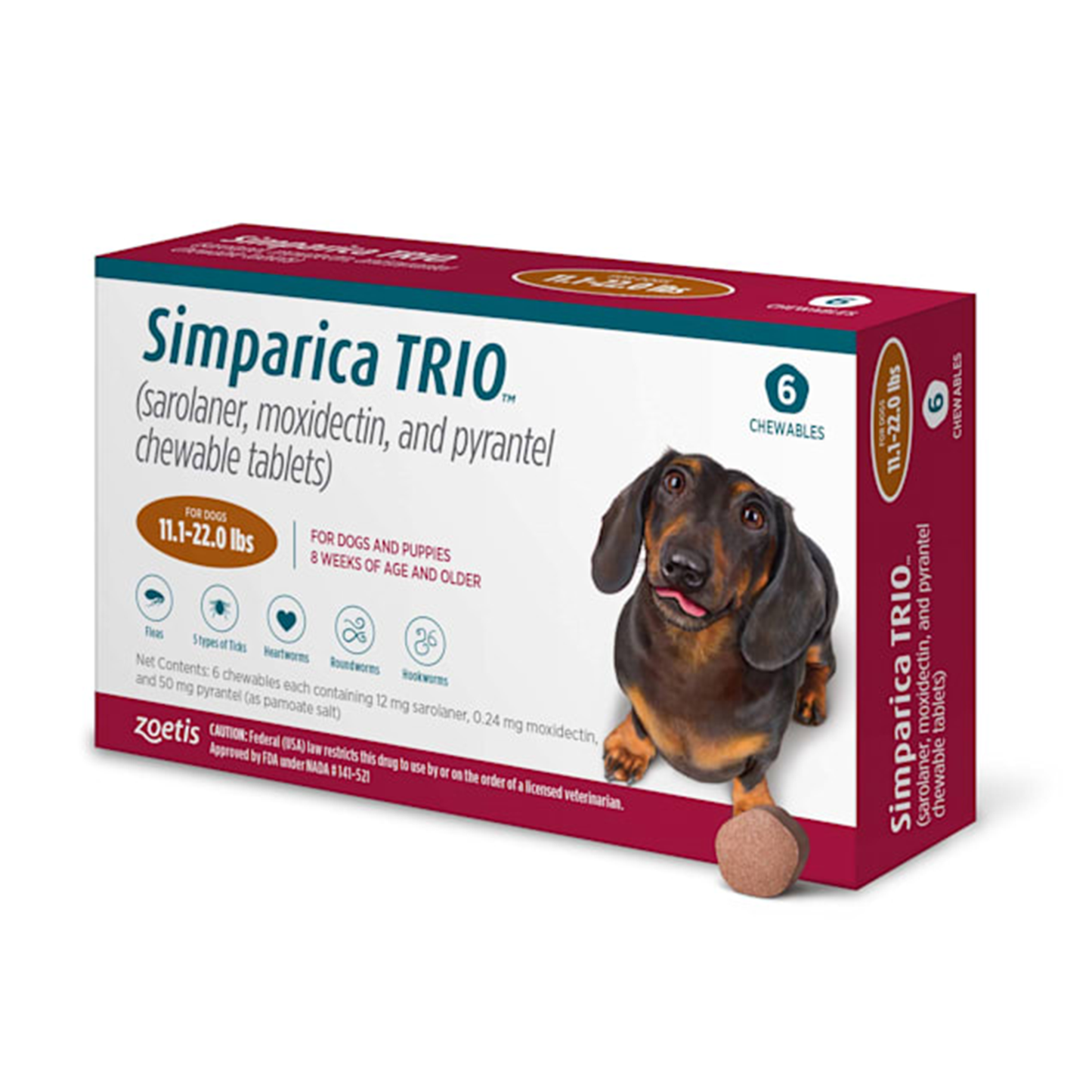 Simparica Trio 11.0-22.0lbs (6pk)